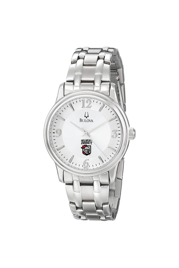 Men's Bulova  Silver Belmont Abbey Crusaders Stainless Steel Quartz Watch