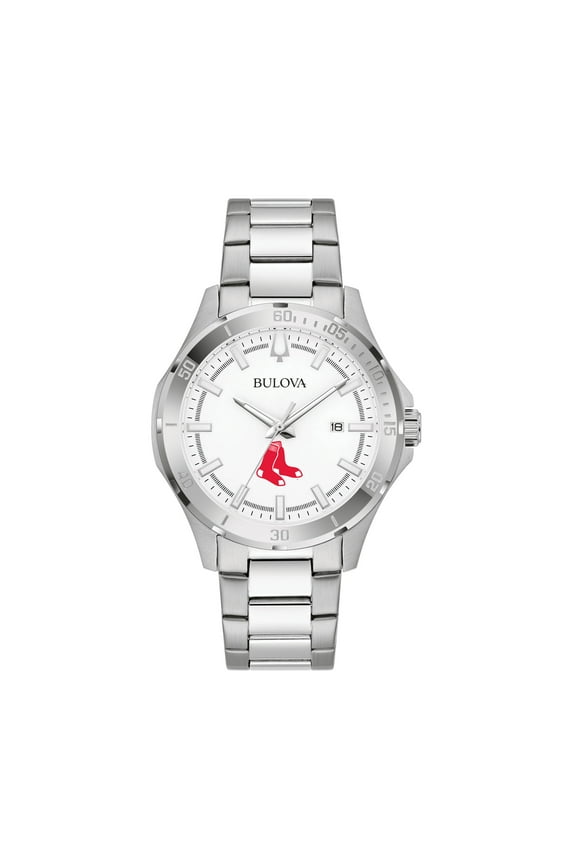 Men's Bulova Silver Boston Red Sox Stainless Steel Classic Sport Watch