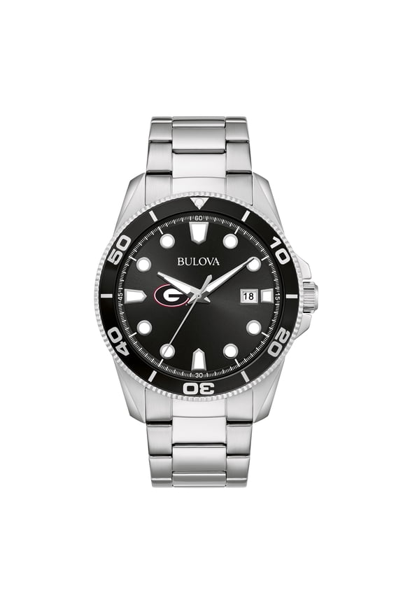Men's Bulova Silver Georgia Bulldogs Sport Stainless-Steel Bracelet Watch