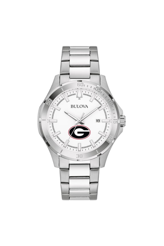 Men's Bulova Silver Georgia Bulldogs Stainless Steel Classic Sport Watch