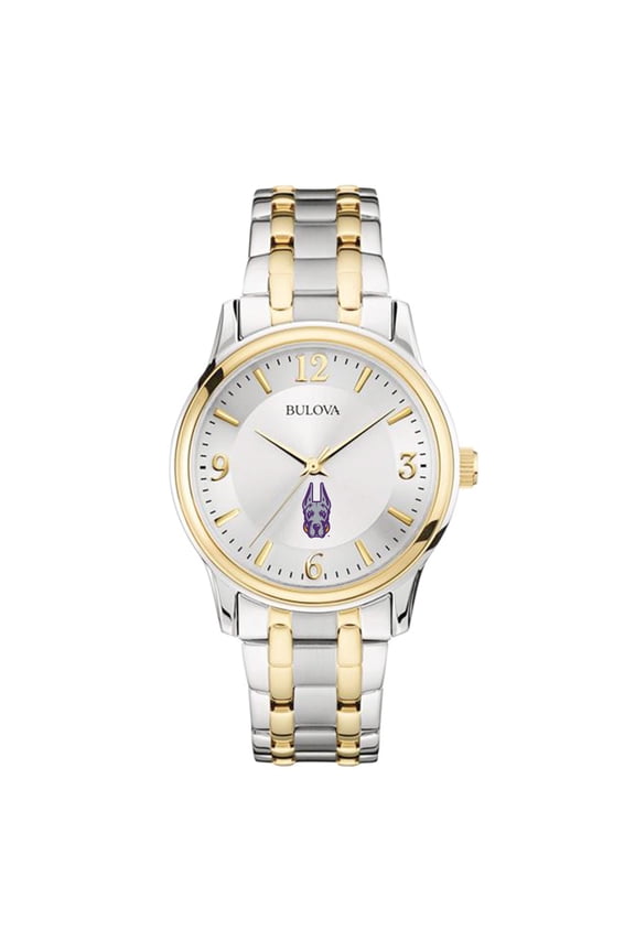 Men's Bulova Silver/Gold UAlbany Great Danes Two-Tone Stainless Steel Watch