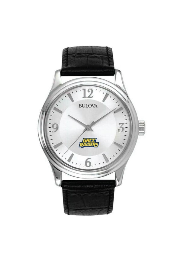Men's Bulova Silver Grand Rapids Raiders Leather Watch