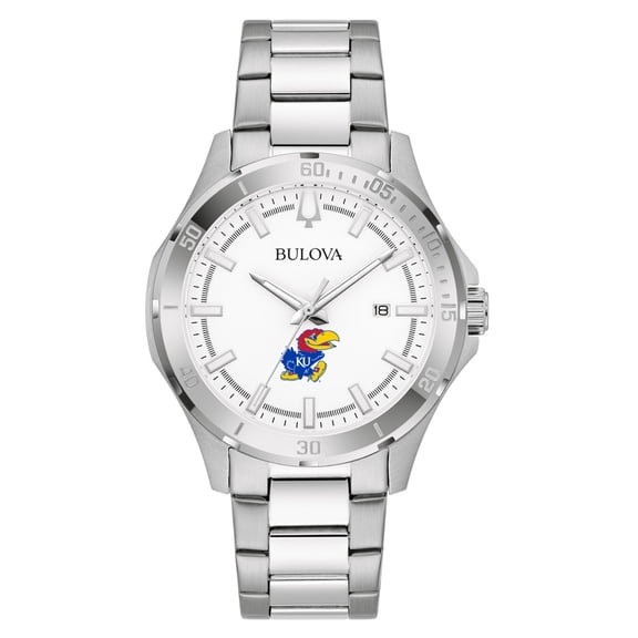 Men's Bulova Silver Kansas Jayhawks Stainless Steel Classic Sport Watch