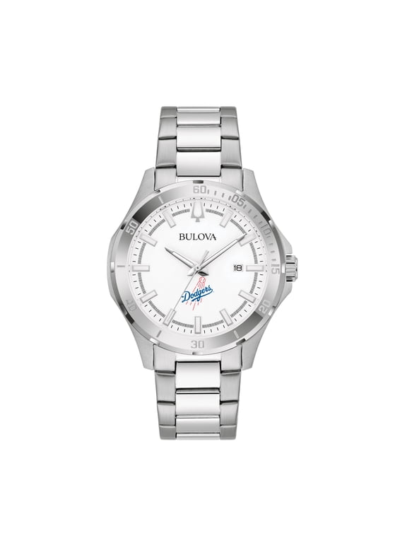 Men's Bulova Silver Los Angeles Dodgers Stainless Steel Classic Sport Watch