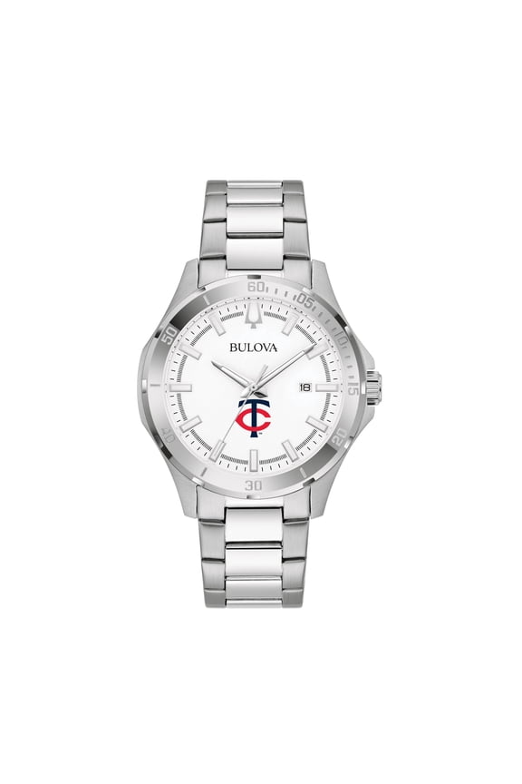 Men's Bulova Silver Minnesota Twins Stainless Steel Classic Sport Watch