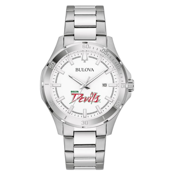 Men's Bulova Silver Mississippi Valley State Delta Devils Stainless Steel Classic Sport Watch