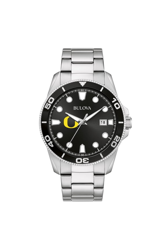 Men's Bulova Silver Oregon Ducks Sport Stainless-Steel Bracelet Watch