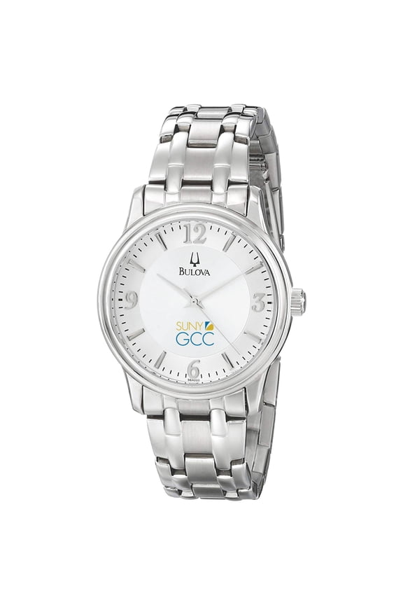 Men's Bulova Silver SUNY Genesee Community College Stainless Steel Quartz Watch