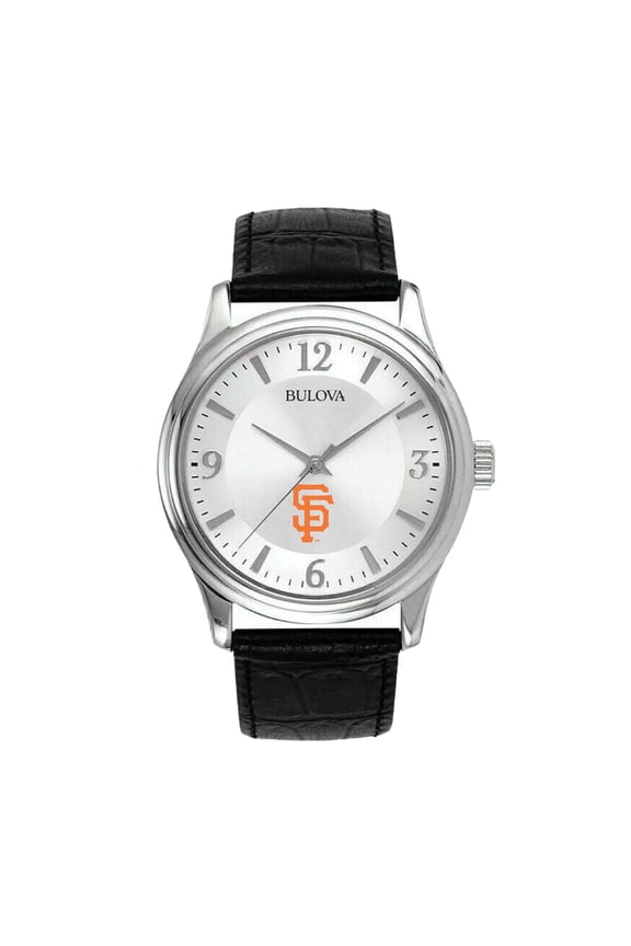 Men's Bulova Silver San Francisco Giants Leather Strap Watch