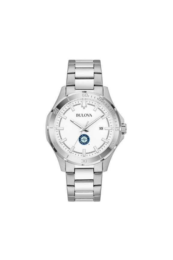 Men's Bulova Silver Seattle Mariners Stainless Steel Classic Sport Watch