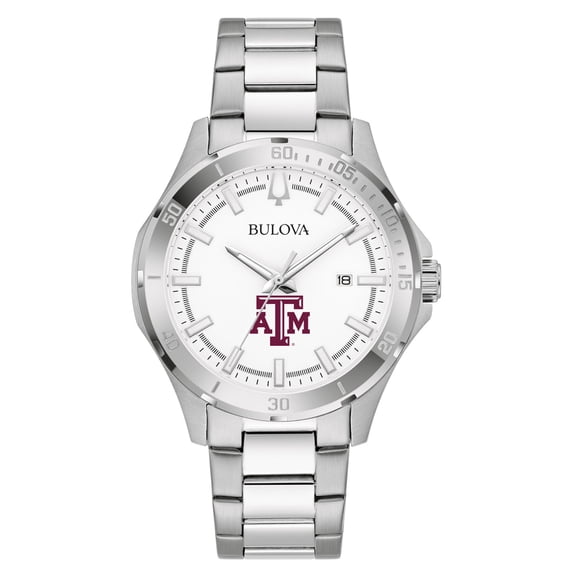 Men's Bulova Silver Texas A&M Aggies Stainless Steel Classic Sport Watch