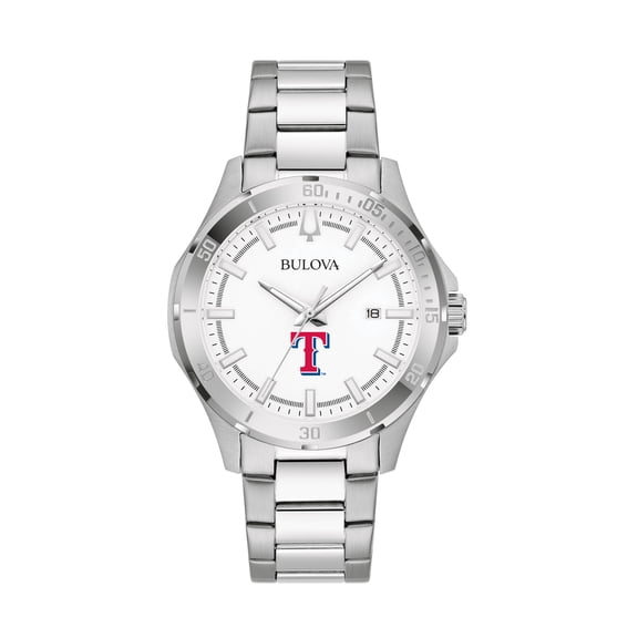 Men's Bulova Silver Texas Rangers Stainless Steel Classic Sport Watch