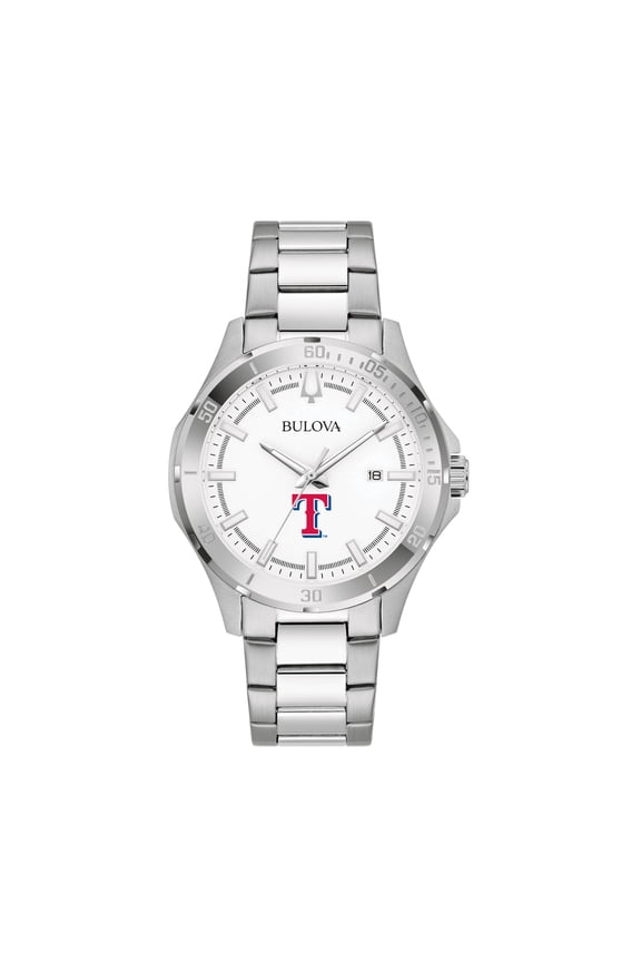 Men's Bulova Silver Texas Rangers Stainless Steel Classic Sport Watch