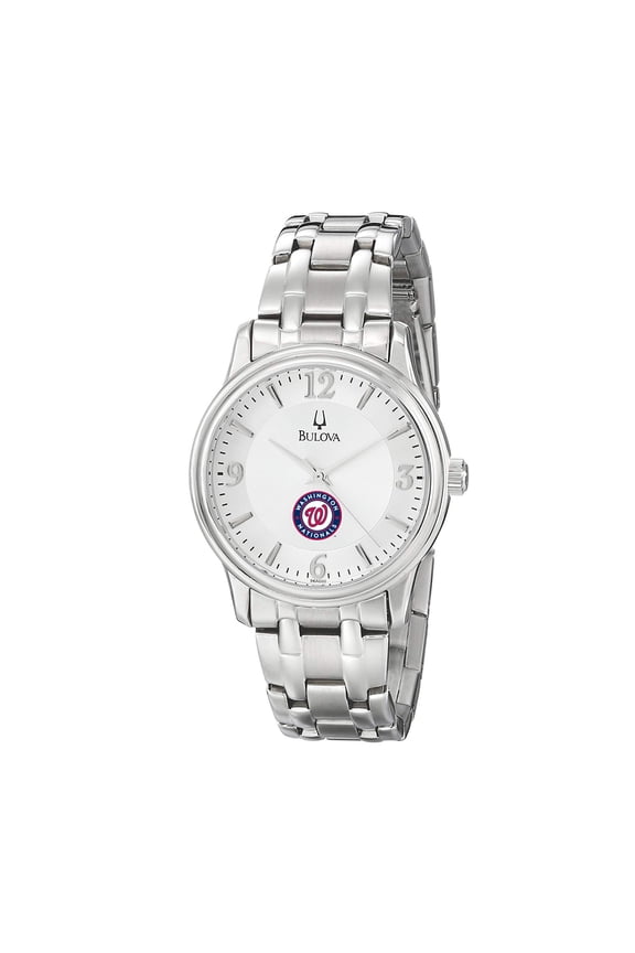 Men's Bulova Silver Washington Nationals Stainless Steel Watch