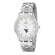 Mens Bulova Silver West Virginia Mountaineers Stainless Steel Quartz Watch
