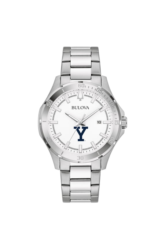 Men's Bulova Silver Yale Bulldogs Stainless Steel Classic Sport Watch
