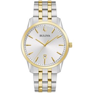 Bulova Sutton Men's Two-Tone Stainless Silver Dial Quartz Watch 98B385