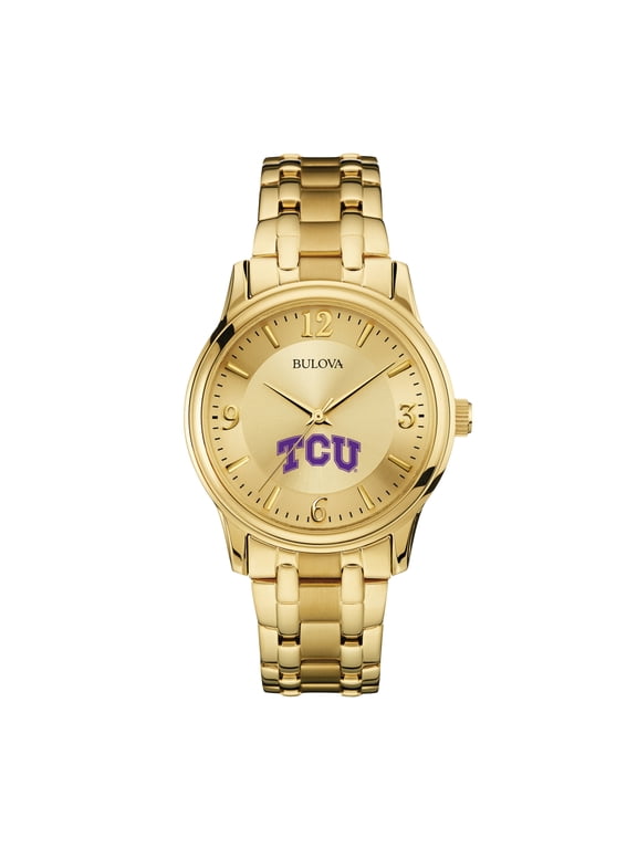 Men's Bulova TCU Horned Frogs Gold-Tone Watch