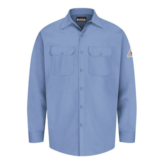(Price/Pcs)Bulwark SEW2 Button-Front Work Shirt-Light Blue-Regular-L