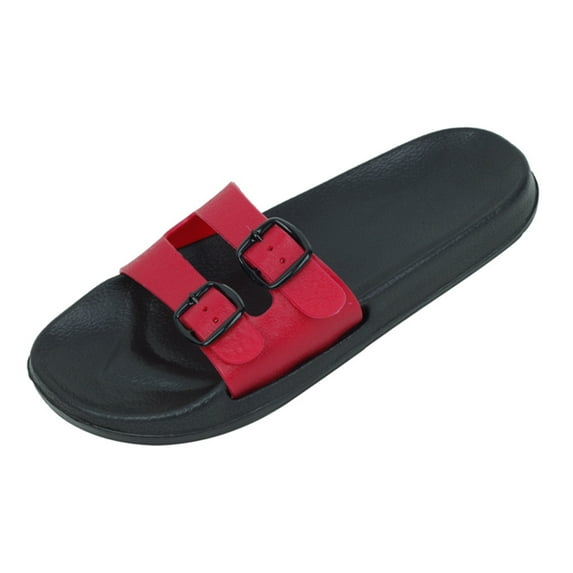 Men's Burgundy Color Fishmen Open Toe Slippers Adjustable Double Strap Sandals Size 9