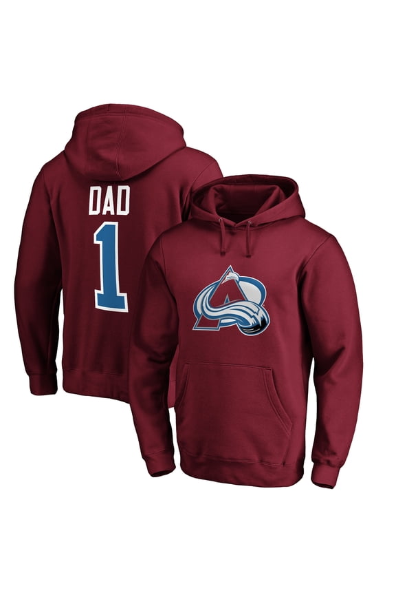 Men's Burgundy Colorado Avalanche #1 Dad Pullover Hoodie