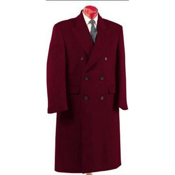 Men's Burgundy Double Breasted Wool Blend Overcoat Alberto DB-COAT