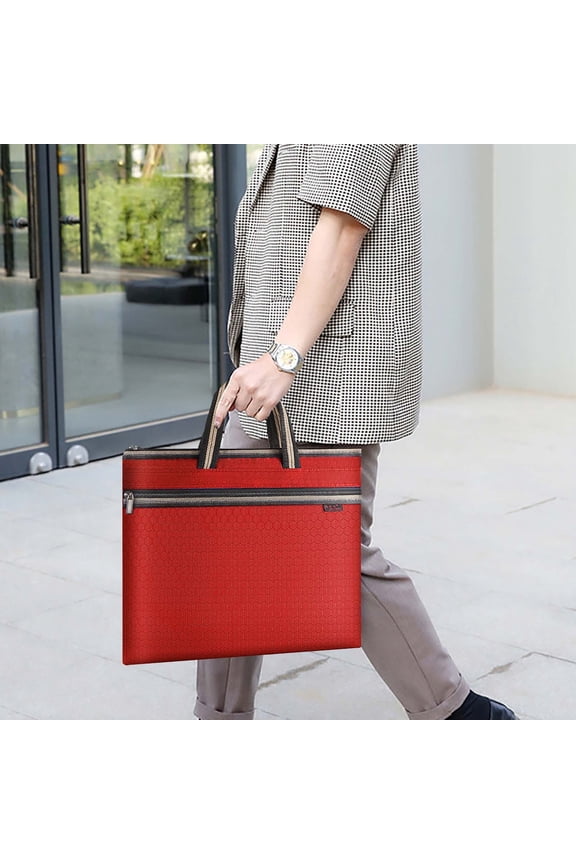 Men's Business Briefcase Cloth Portable File Bag A4 Waterproof Office Data Bag for Work Meetings Commute - Laptop Document Organizer Tote
