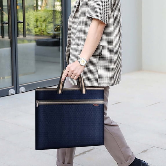 Men's Business Briefcase Portable File Bag A4 Waterproof Office Data Bag Laptop Messenger Bag for Work Meetings Commute Travel - Large Capacity Document Organizer with Main Compartment