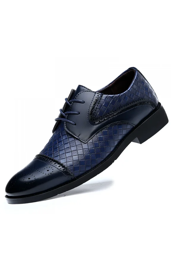 Men's Business Casual Dress Shoes Classic Wingtip Lace-Up Brogues Modern Formal Woven Leather Oxfords