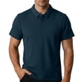 thumbnail image 1 of Men's Business Casual Polo Shirt, Waffle Knit Short Sleeve Breathable Top for office & Summer Size M-4XL Navy, 1 of 8