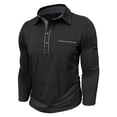 thumbnail image 1 of Men's Business Casual Polo Shirts Classic Long Sleeve Turndown Tops Cotton Golf Henley Tops with Pocket, 1 of 5