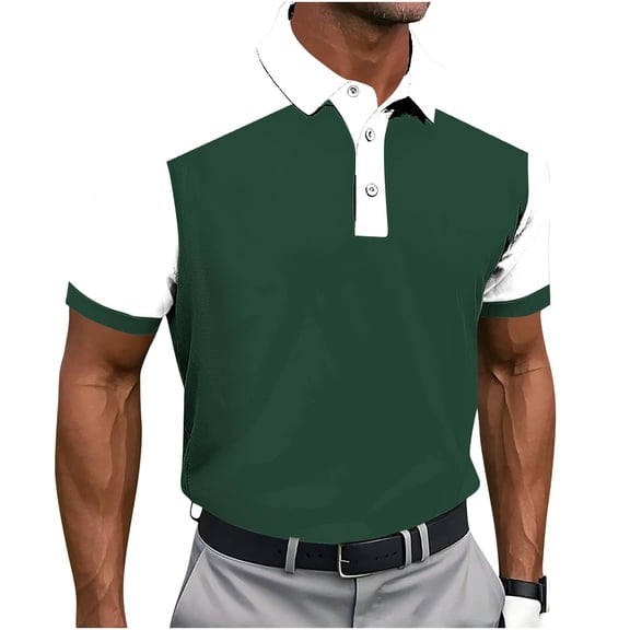 Men's Business Casual Polo Shirts Summer Moisture Wicking Short Sleeve Turndown Collar Shirts