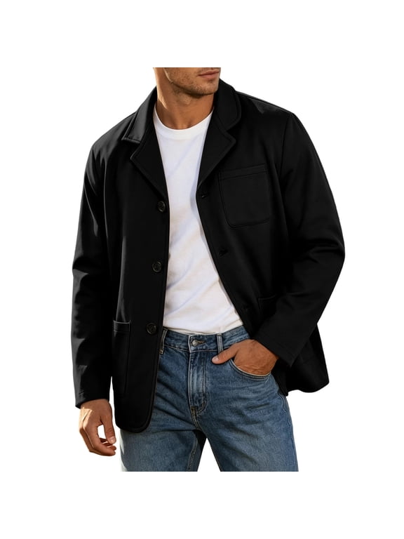Men's Business Casual Single Breasted Sport Coat Windbreaker Jacket Outwear Multi Pockets Regular Fit Lightweight Notched Lapel Blazer Suit Jacket for Men