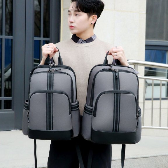 Men's Business Computer Fashion Trendy Backpack Simple,Grey