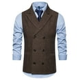 thumbnail image 1 of Men's Business Formal Suit Vest Double-breasted Dress Suits Blazer V-neck Trim Waistcoat Wedding Tuxedo Vest, 1 of 5