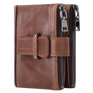 RFID Blocking Leather Credit Card Holder Wallet – Unisex Zip-Around – Faux Leather