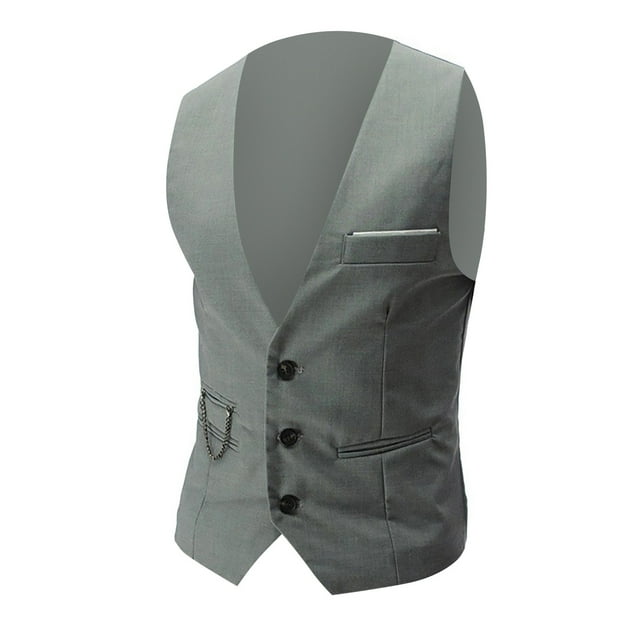 Men's Business Leisure Wedding Vest V Neck Sleeveless Slim Jacket Vest ...