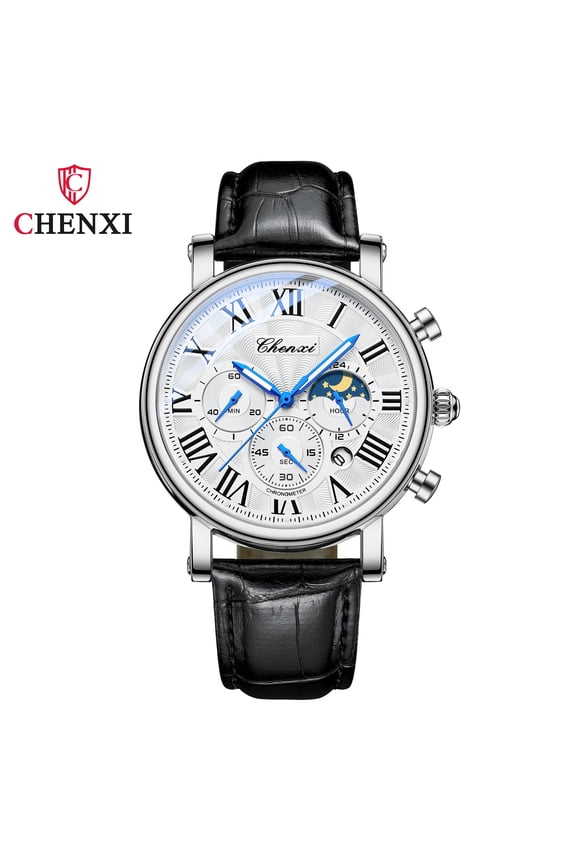 Men's Business Moon Phase Calendar Waterproof Watch