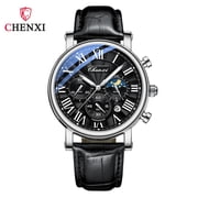Mens Business Moon Phase Calendar Waterproof Watch