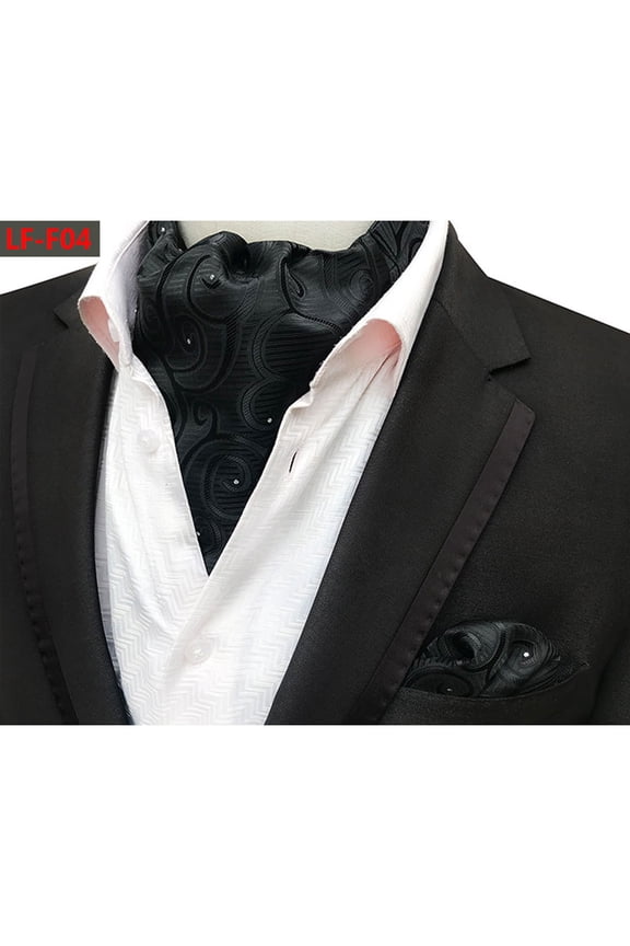 Men's Business Paisley Floral Ascot Cravat Tie Handkerchief Pocket Square Set