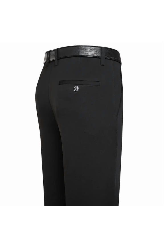 Men's Business Pants, Spandex Straight Cut Full Length Formal Dress Trousers, Elastic Waist, Black Navy Blue Plain Menswear with Pockets tiktokshopspringglowup