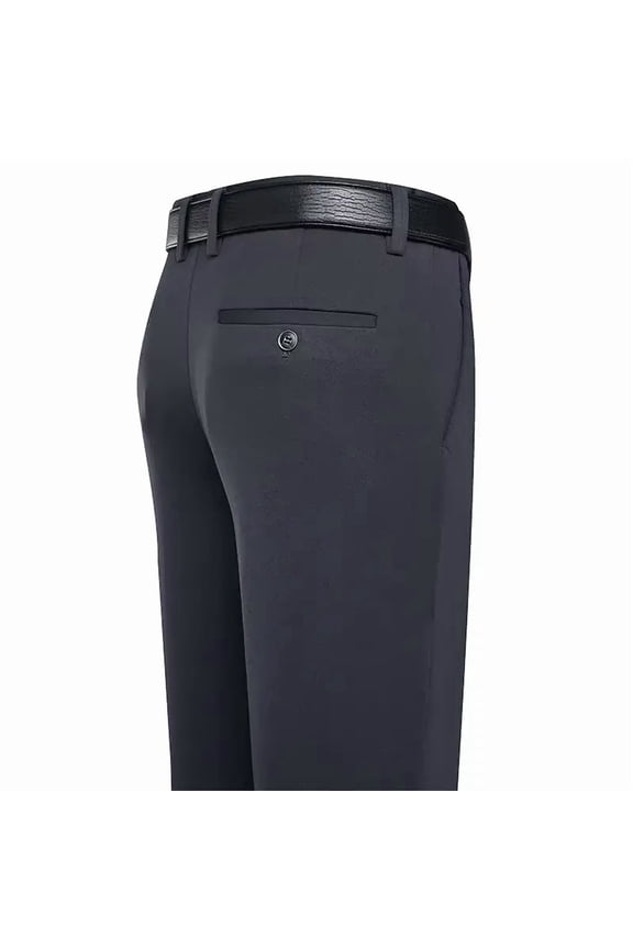 Men's Business Pants, Spandex Straight Cut Full Length Formal Dress Trousers, Elastic Waist, Black Navy Blue Plain Menswear with Pockets tiktokshopspringglowup