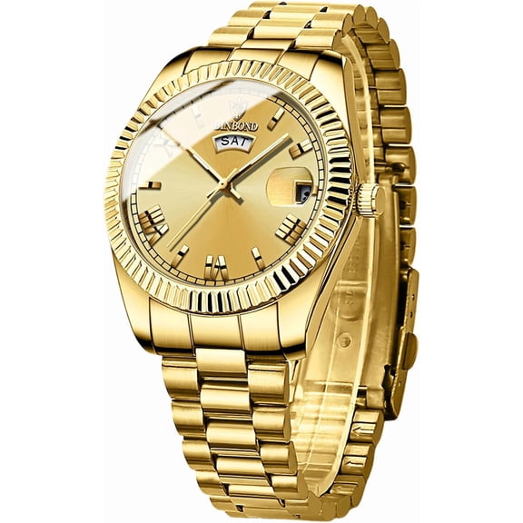 Men's Business Quartz Watch with Day & Date - Roman Numerals Dial, Stainless Steel Band Classic Casual Waterproof Analog Men Wristwatch with Adjustable Tool