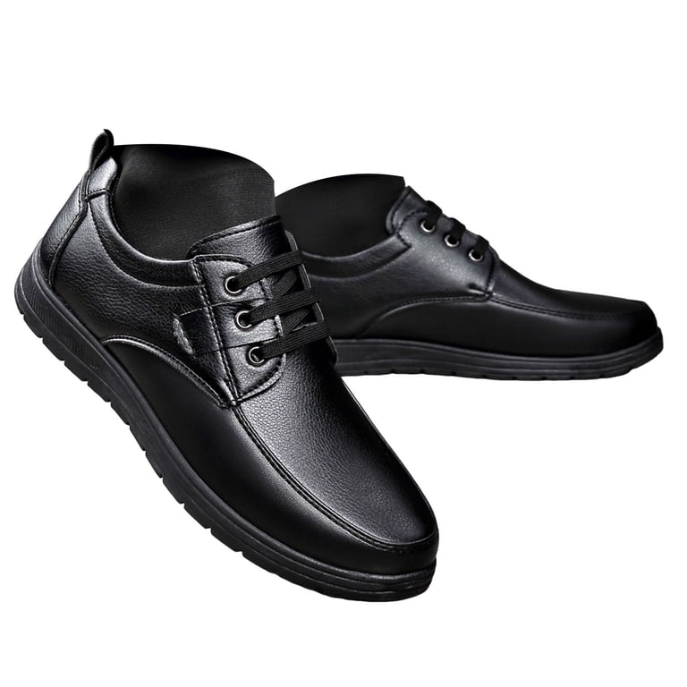 Hewuqi Men's Business Shoes Lace up Suit Slip on Leather with Oxford Lining Lightweight Dressy Leather Shoes Black Size 8