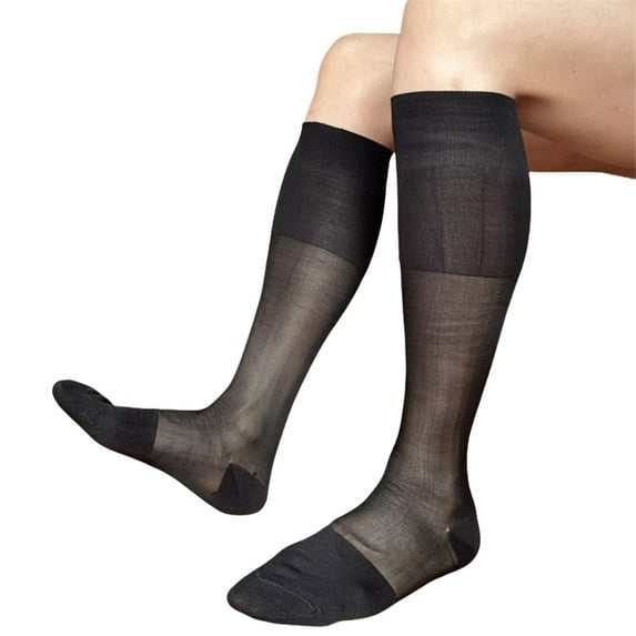 Men's Business Socks with Semi Opaque Design Knee Length High Tube Nylon Socks for Formal Outfit and Special Occasion