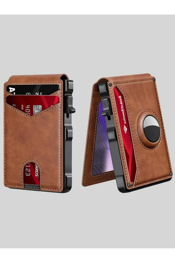 Men's Business Style Pu Leather Card Slots for Airtag, Trendy Money Clip Wallet for Men Gifts for Fall 2025, Rfid Blocking Wallet for Daily & Back To School (not Airtag), Gift, Small Wallets