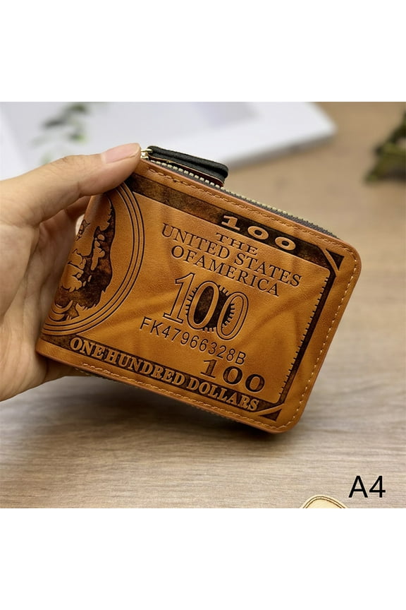 Men's Business Wallet Men's Wallets With 100 US Dollar PatternWallet Male Leather Walet Photo Card Holder Large Capacity Wallet
