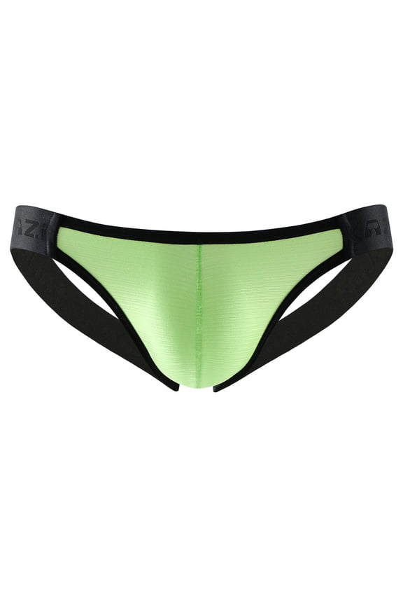 Men's Buttless Briefs Brushed Breathable Double Butt Pants Green XL(XL)