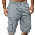 thumbnail image 1 of Men's Button Closure Cargo Shorts Solid Multi Pocket Casual Outdoor Shorts Gray L, 1 of 6