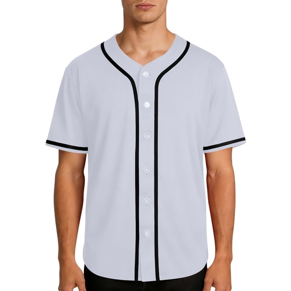 Men's Button Down Baseball Jersey Mesh Breathable Tops Loose Team Uniform Lightweight Tops for Workout & Daily Wear White 2XL